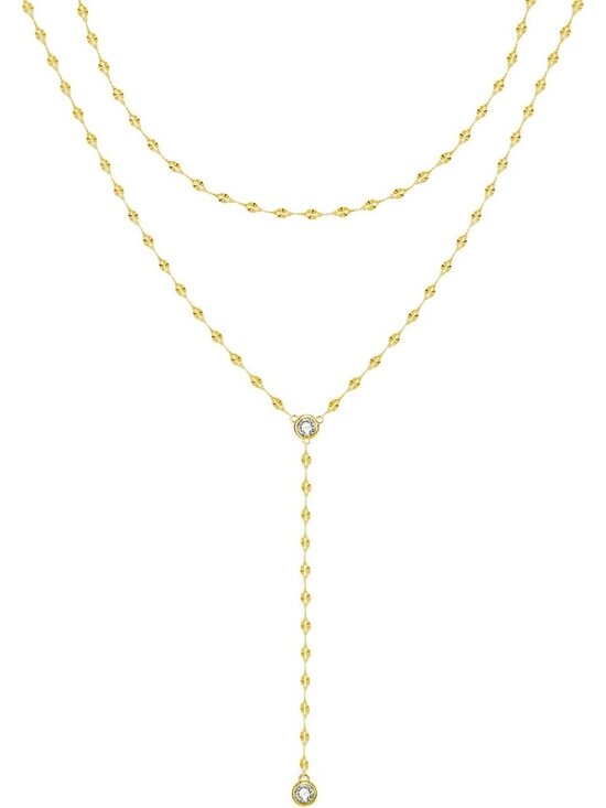 Jewelry - Lariat Gold Necklace for Women, Dainty Long Necklace 14k Gold/Silver Plated Laye